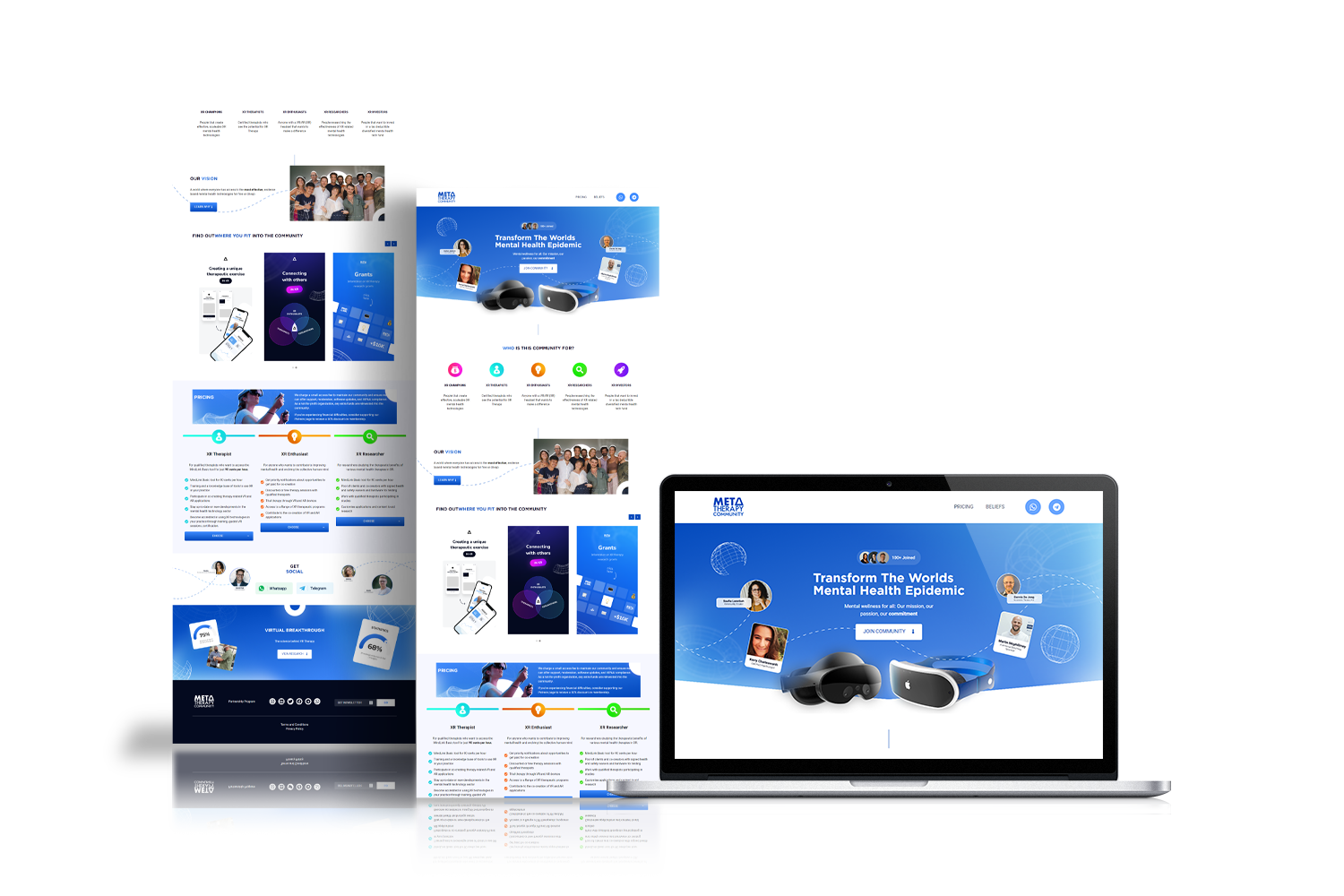 Website design mockup for Meta Therapy displayed on desktop and mobile devices
